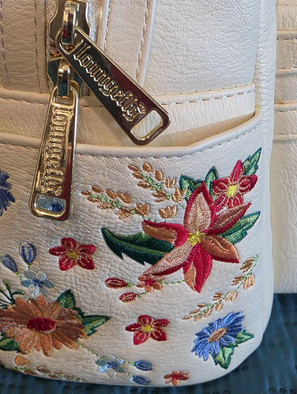 Disney White Floral Embroidered Bow Accent Mini Backpack and Wallet Set - Picture 8 of 10